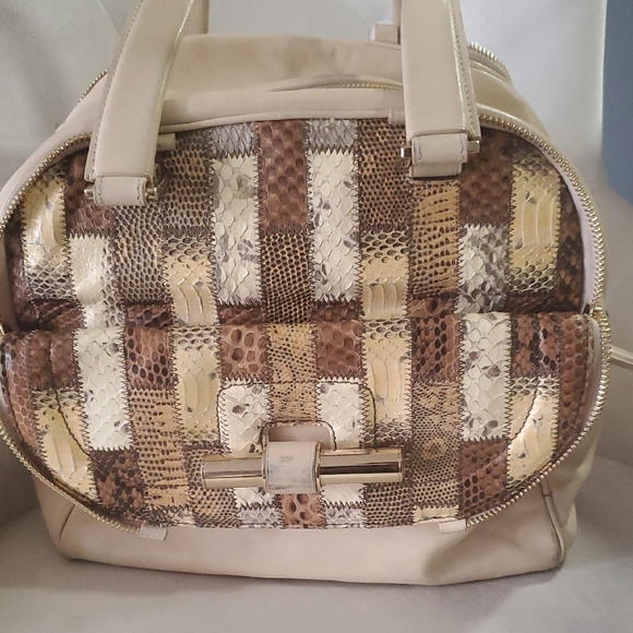 Jimmy Choo Chic Beige and Brown Women's Satchel - Picture 2 of 15